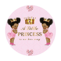 Aperturee - A Little Princess Round Baby Shower Backdrop For Girl