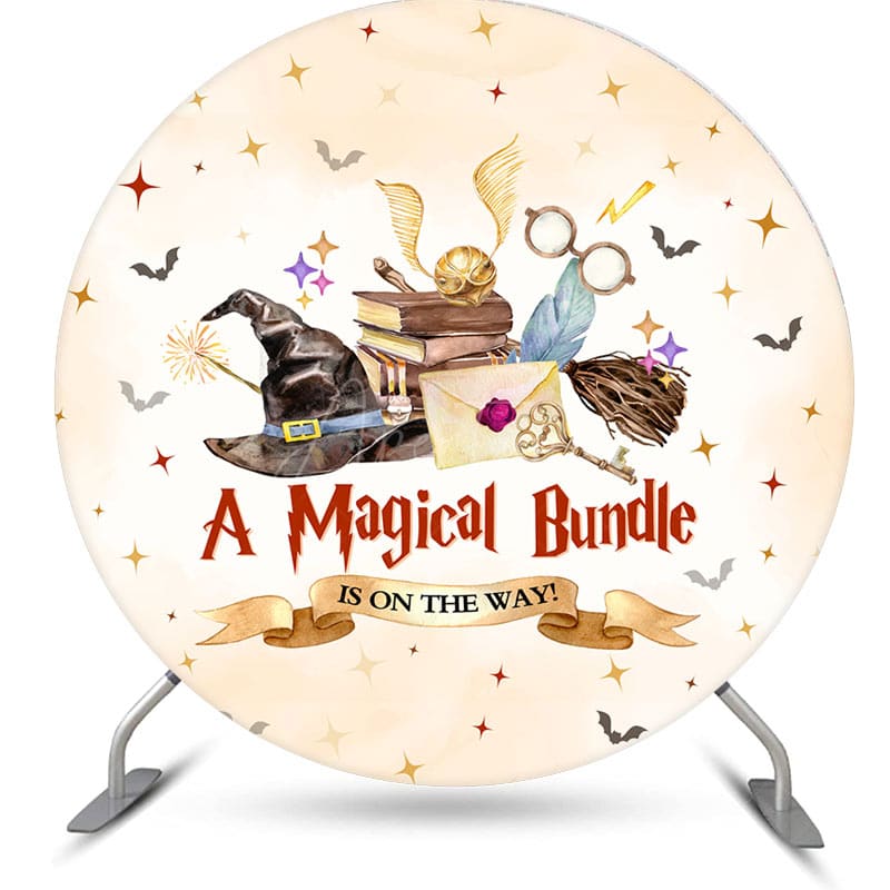 Aperturee - A Magical Bundle Bats Round Baby Shower Backdrop
