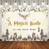 Aperturee - A Magical Bundle Castle Floral Baby Shower Backdrop