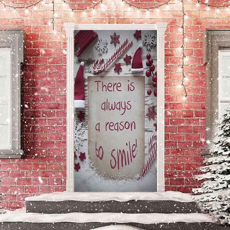 Aperturee - A Reason To Smile White Red Christmas Door Cover