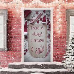 Aperturee - A Reason To Smile White Red Christmas Door Cover