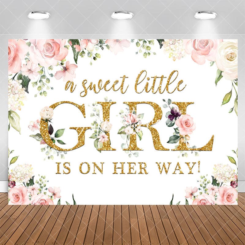 Aperturee - A Sweet Little Girl Is On the Way Baby Shower Backdrop