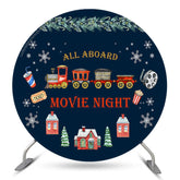 Aperturee Aboard Movie Night Christmas Round Birthday Backdrop