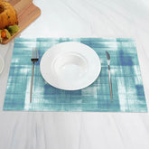 Aperturee - Abstract Art Deco Cyan Blue White Set Of 4 Placemats