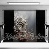 Aperturee - Abstract Wall Gray Large Flowers Fine Art Backdrop