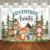 Aperturee - Adventure Awaits Animals and Forest Backdrop for Kids