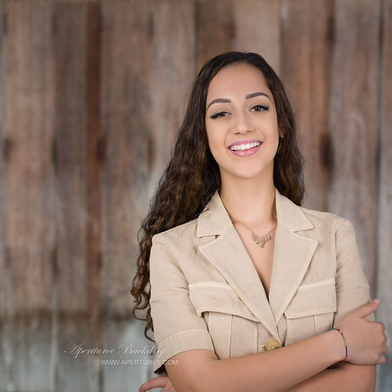 Aperturee - Aged Rustic Dark Brown Wood Photography Backdrop