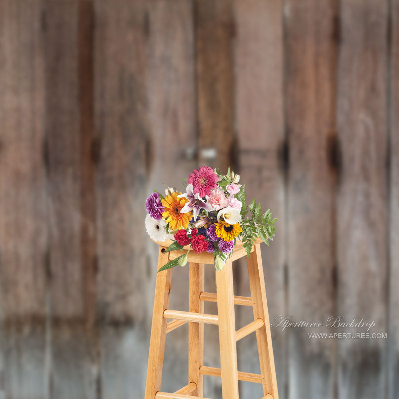 Aperturee - Aged Rustic Dark Brown Wood Photography Backdrop