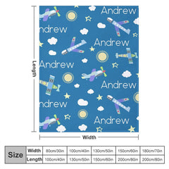 Lofaris Airplane Personalized Boys Name Blanket