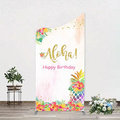 Aperturee - Aloha Floral Pineapple Arch Backdrop For Birthday