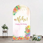 Aperturee - Aloha Floral Pineapple Arch Backdrop For Birthday