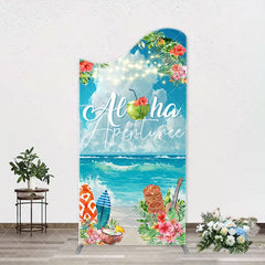Aperturee - Aloha White Cloud Sky Floral Arch Summer Backdrop