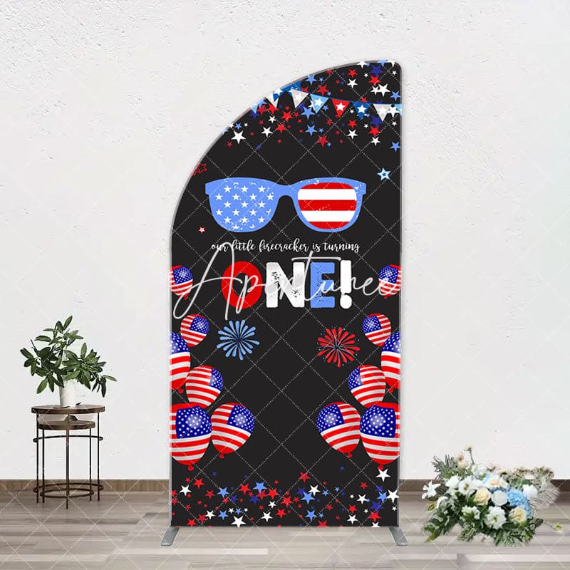 Aperturee - American Flag Stars Glasses Arch 1st Birthday Backdrop