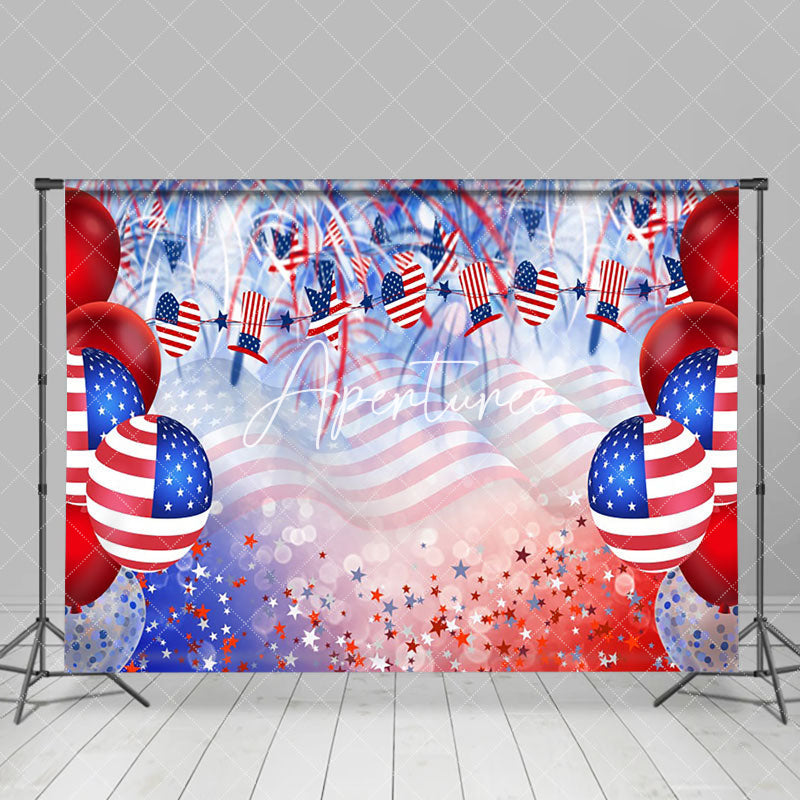 Aperturee - American Flag Stars Sparks Bokeh 4th of July Backdrop