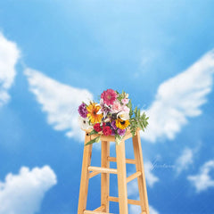 Aperturee - Angel Wings Blue Sky White Cloud Funeral Backdrop