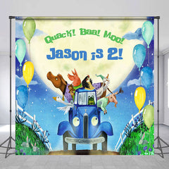 Aperturee - Animals Balloon Car Moon Custom Birthday Backdrop