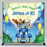 Aperturee - Animals Balloon Car Moon Custom Birthday Backdrop