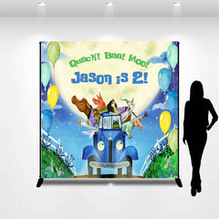 Aperturee - Animals Balloon Car Moon Custom Birthday Backdrop