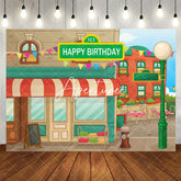 Aperturee - Animated House Street Theme Happy Birthday Backdrop