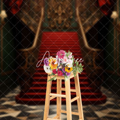 Aperturee - Antique Red Stairs Curtain Indoor Photoshoot Backdrop