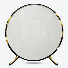 Aperturee - Aperturee 2026 New Year Party Round Backdrop Black and Gold with Hanging Stars Glitter and Snowflakes Holiday Decor