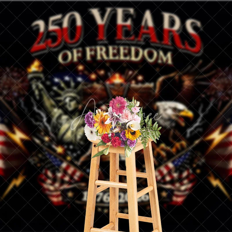 Aperturee - Aperturee 250 Years of Freedom Statue of Liberty Eagle Backdrop 1776 to 2026 Patriotic Party Event Background