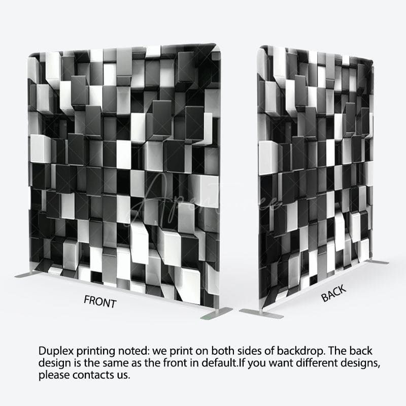 Aperturee - Aperturee 3D Black And White Cube Fabric Backdrop For Party Decor