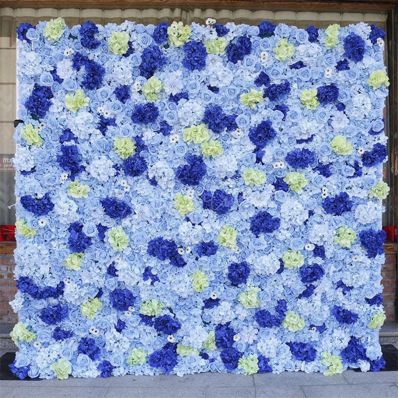Aperturee - Aperturee 3D Blue Rose Artificial Flower Wall Decor For Party