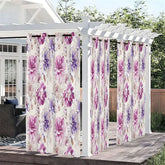 Aperturee - Aperturee 3D Fresh Flower Waterproof Printed Outdoor Curtains