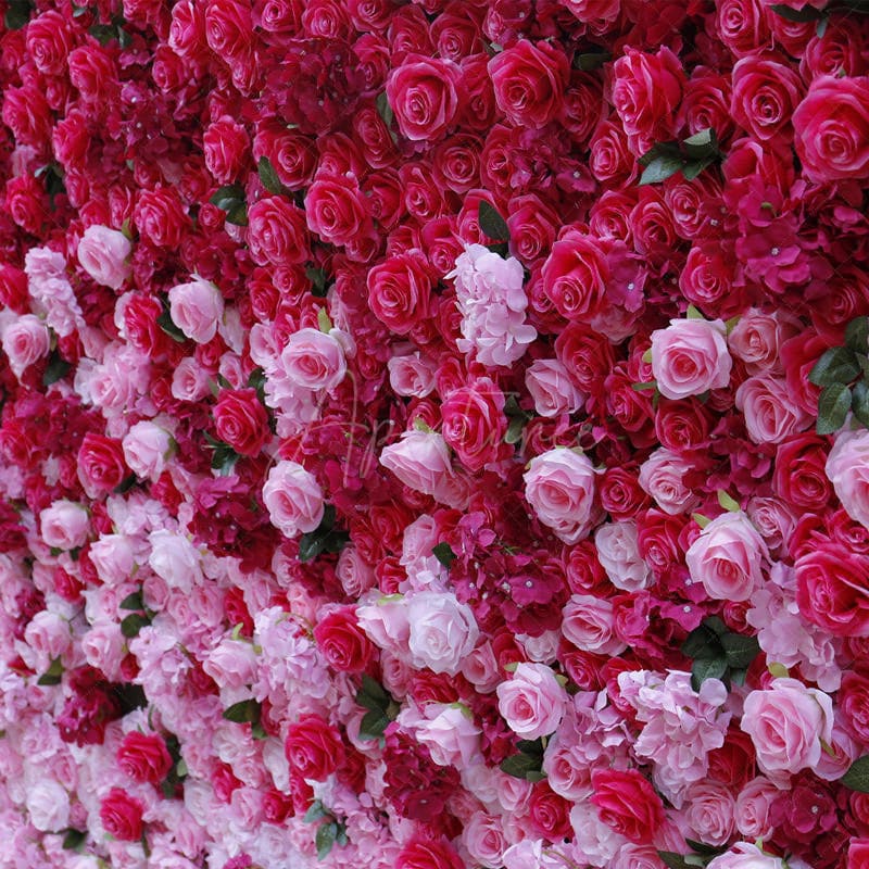 Aperturee - Aperturee 3D Gradient Red Pink Flower Wall Wedding Party Decor