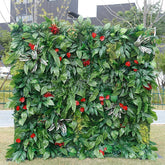 Aperturee - Aperturee 3D Green Jungle Artificial Flower Wall Backdrop Decor