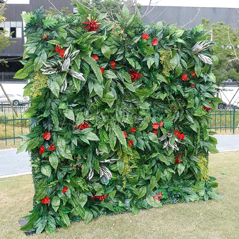 Aperturee - Aperturee 3D Green Jungle Artificial Flower Wall Backdrop Decor