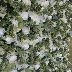 Aperturee - Aperturee 3D Green Leaves White Flowel Wall Decor For Garden