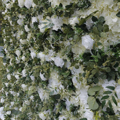 Aperturee - Aperturee 3D Green Leaves White Flowel Wall Decor For Garden