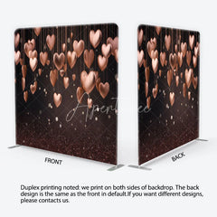 Aperturee - Aperturee 3D Hanging Rose Gold Hearts Tension Fabric Backdrop Glitter Valentine Day Romantic Photography Background