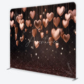 Aperturee - Aperturee 3D Hanging Rose Gold Hearts Tension Fabric Backdrop Glitter Valentine Day Romantic Photography Background