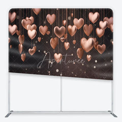 Aperturee - Aperturee 3D Hanging Rose Gold Hearts Tension Fabric Backdrop Glitter Valentine Day Romantic Photography Background