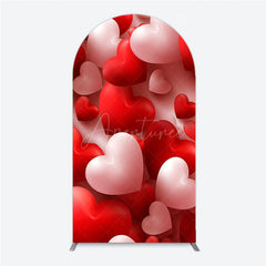 Aperturee - Aperturee 3D Hearts Valentine’s Day Arch Backdrop Red and White Romantic Love Theme Wedding or Anniversary Photo Prop