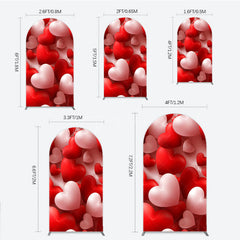 Aperturee - Aperturee 3D Hearts Valentine’s Day Arch Backdrop Red and White Romantic Love Theme Wedding or Anniversary Photo Prop