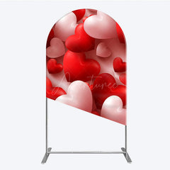 Aperturee - Aperturee 3D Hearts Valentine’s Day Arch Backdrop Red and White Romantic Love Theme Wedding or Anniversary Photo Prop