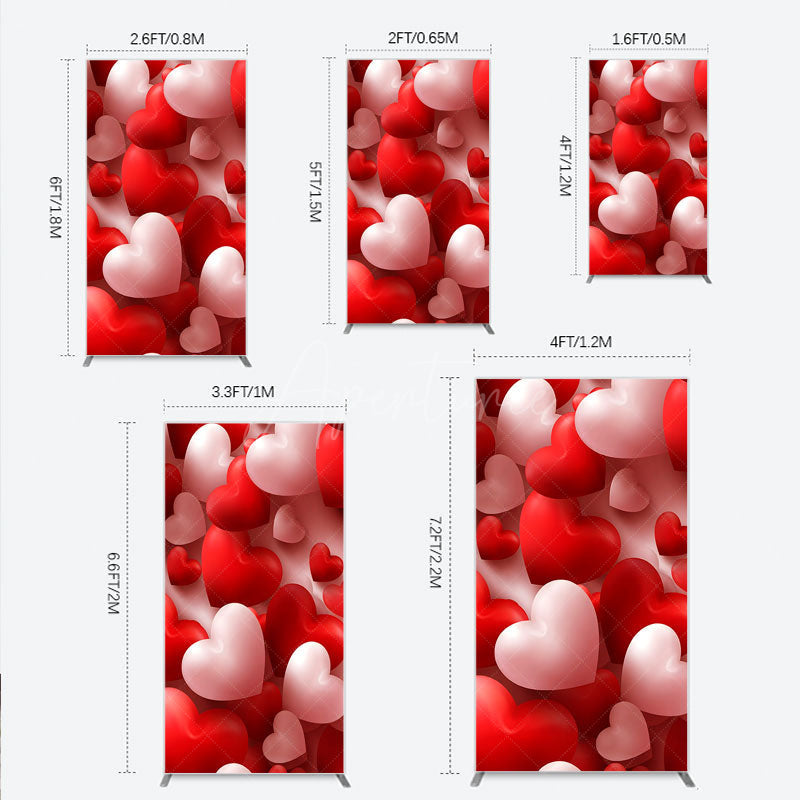 Aperturee - Aperturee 3D Hearts Valentine’s Day Rectangle Backdrop Red and White Romantic Love Theme Wedding or Anniversary Photo Prop