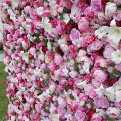 Aperturee - Aperturee 3D Pink White Faux Flower Wall Wedding Party Decor