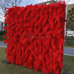 Aperturee - Aperturee 3D Red Boho Faux Leathers Floral Wall Decor For Party