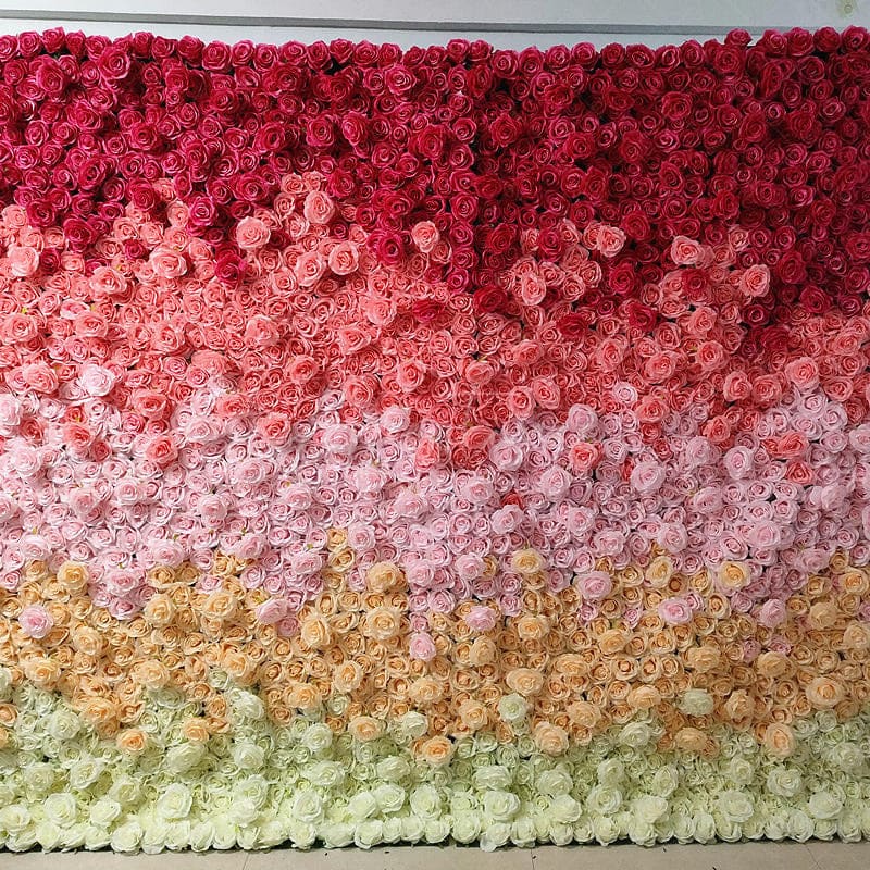 Aperturee - Aperturee 3D Red Gradient Artificial Flowers For Wall Decor