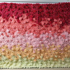 Aperturee - Aperturee 3D Red Gradient Artificial Flowers For Wall Decor