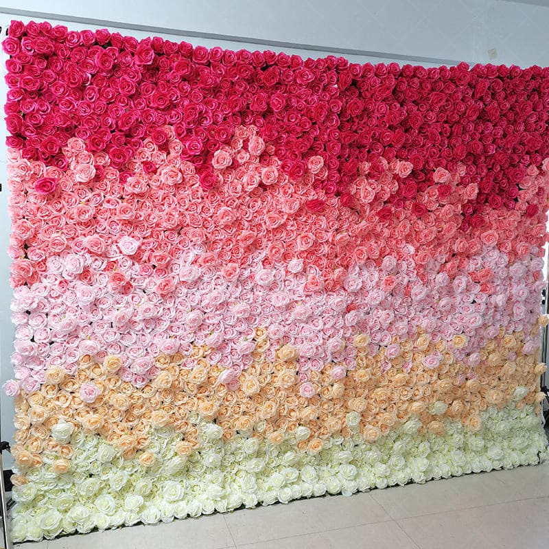 Aperturee - Aperturee 3D Red Gradient Artificial Flowers For Wall Decor