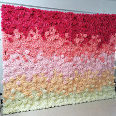 Aperturee - Aperturee 3D Red Gradient Artificial Flowers For Wall Decor