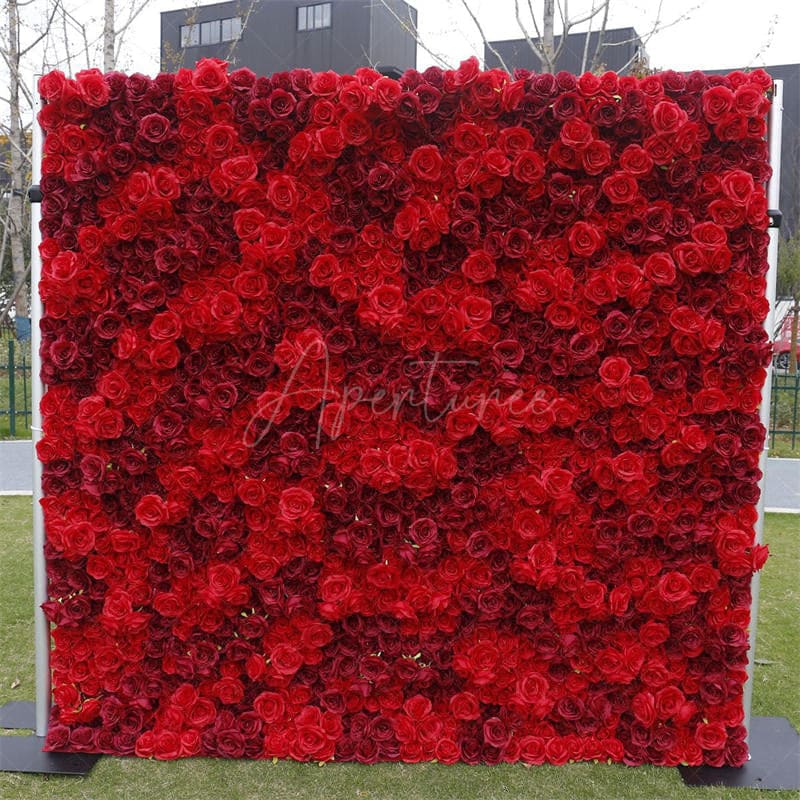 Aperturee - Aperturee 3D Red Rose Artificial Flower Wall Deocr For Wedding