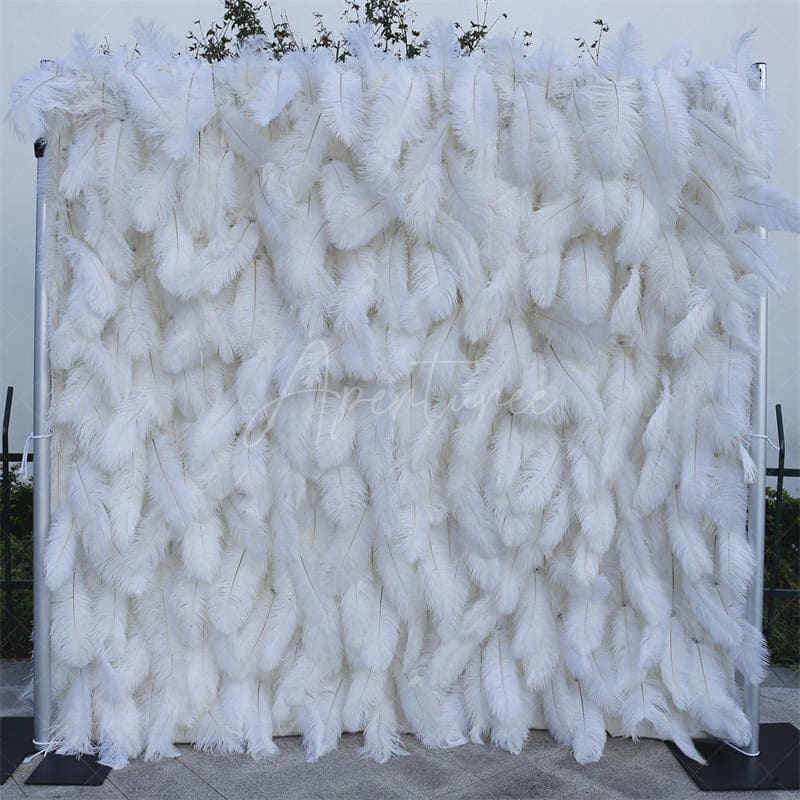 Aperturee - Aperturee 3D White Feather Wall Bridal Shower Party Backdrop