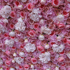 Aperturee - Aperturee 3D White Pink Rose Artificial Flower Wall Wedding Decor